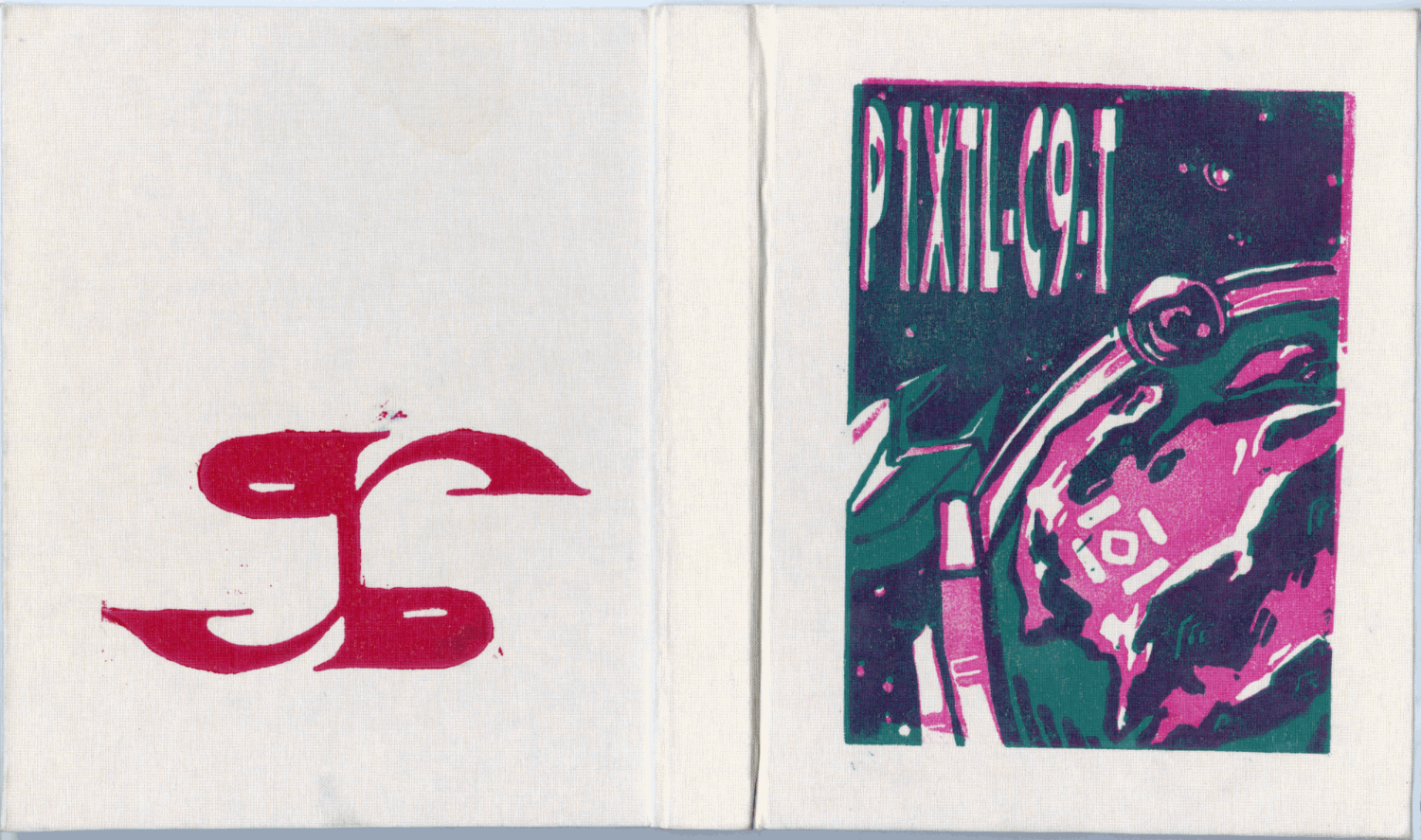 P1XTL-C9-T Lino print hand-bound book